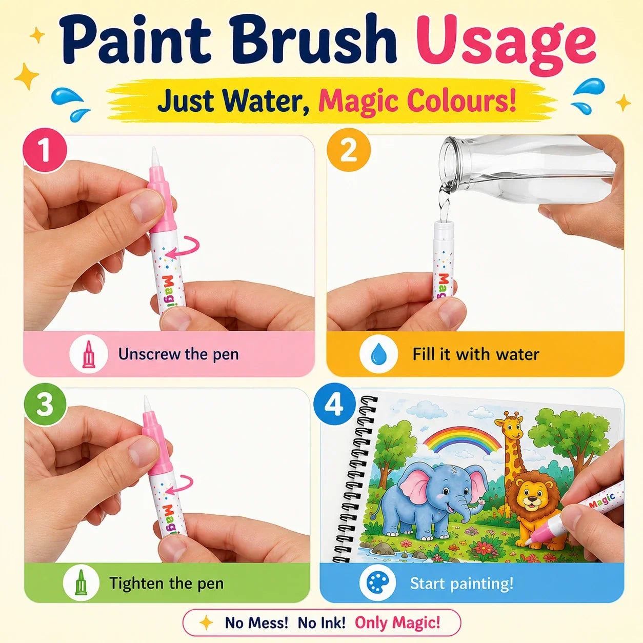 Magic Water Coloring Books Water Pen for Kids