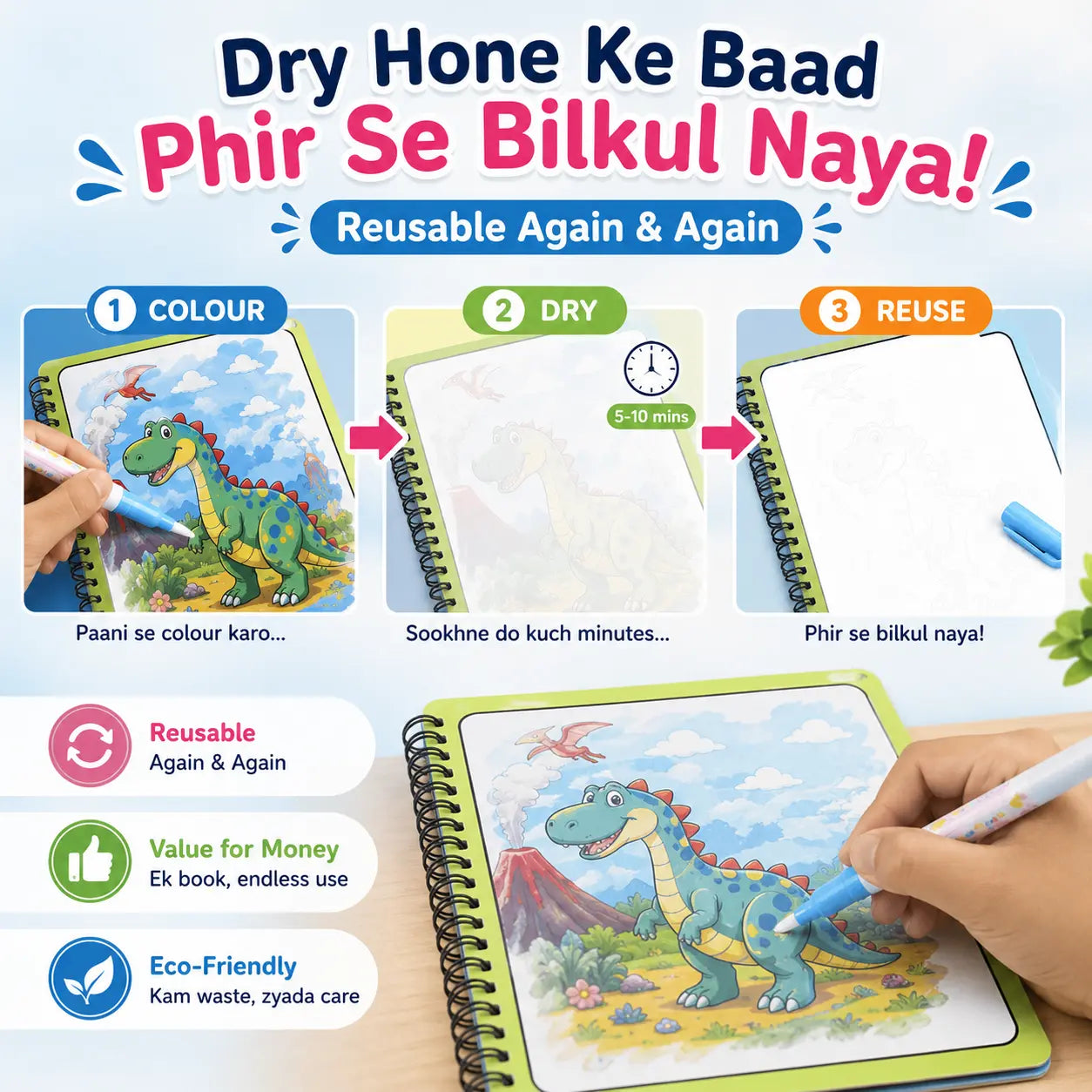 Magic Water Coloring Books Water Pen for Kids