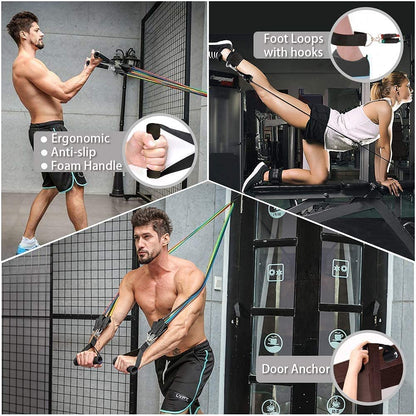 FlexoraX 11-Piece Multi-Resistance Home Fitness & Muscle Training System