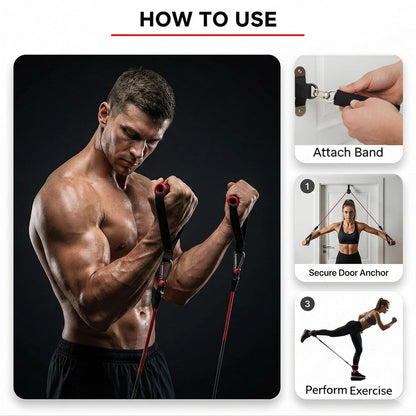 FlexoraX 11-Piece Multi-Resistance Home Fitness & Muscle Training System