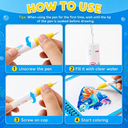 Magic Water Coloring Books Water Pen for Kids