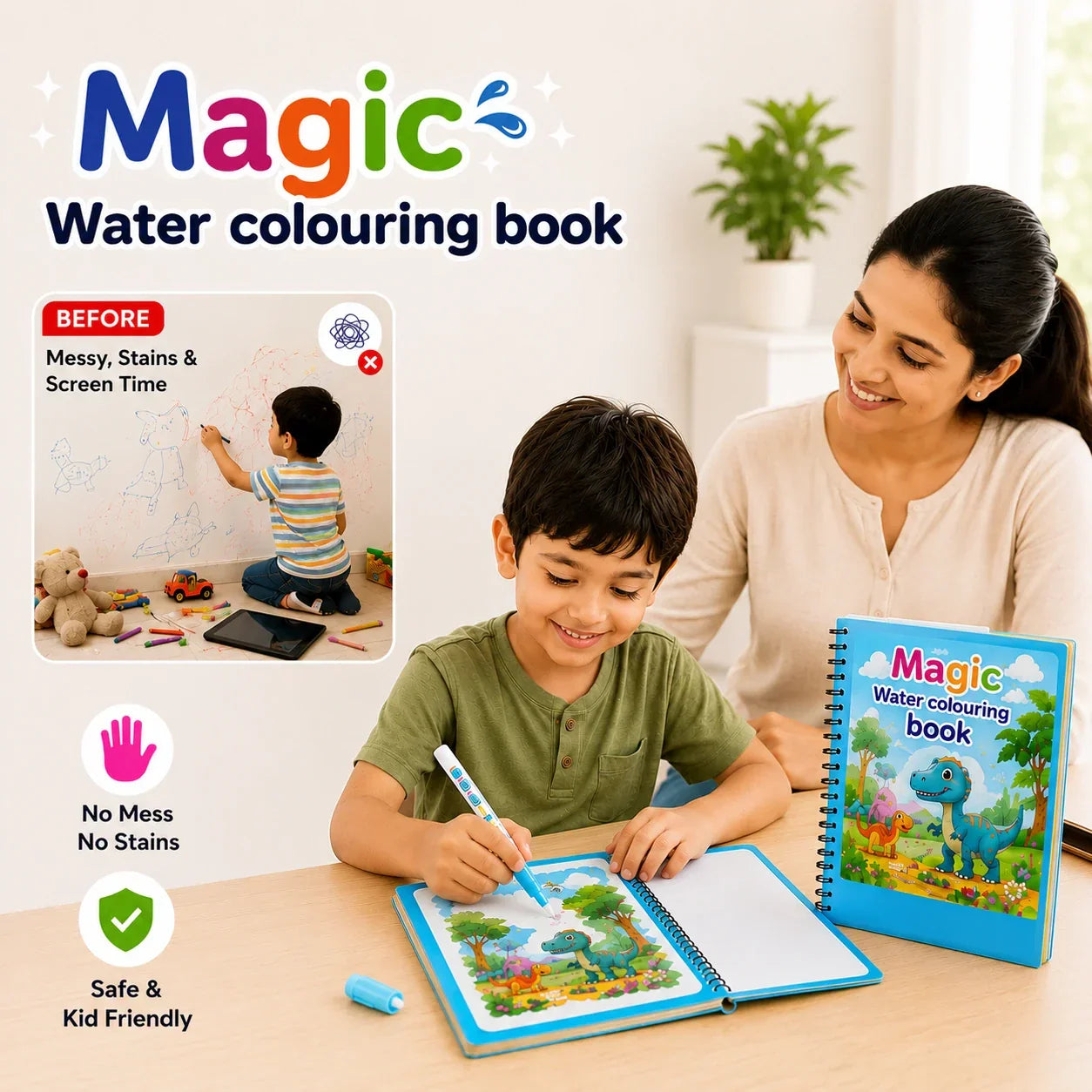 Magic Water Coloring Books Water Pen for Kids
